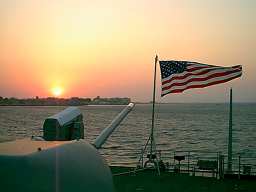 The Star Spangled Banner in full glory waves...