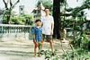 Mike with a boy in a Buddhist temple in Saigon..