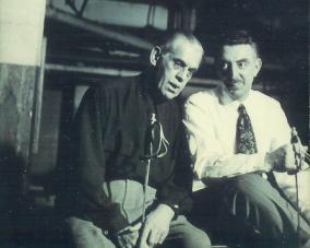 Photo of Santelli with Boris Karloff in the late 1950's