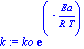 k := ko*exp(-Ea/(R*T))