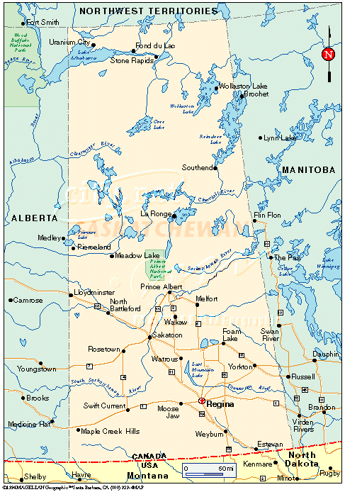 Map of the province of Saskatchewan