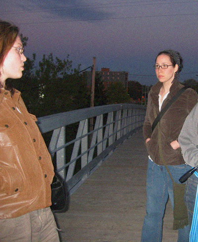 Nicole and Dana on the bridge near the Pauper Graveyard