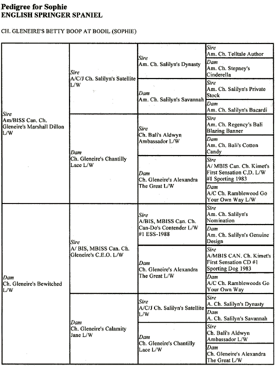 Pedigree for Sophie