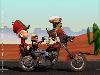 Our heroes on a motorcycle