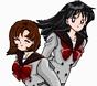 Athene and Juno in their school uniforms