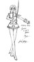 Athene as a senshi in b/w