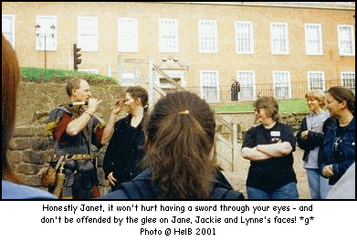 Demonstrating the weapons