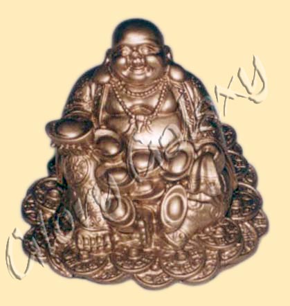 Laughing Buddha Sitting On Coins