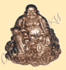 Laughing Buddha Sitting on Coins