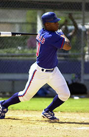 Vernon Wells is swinging for centerfield