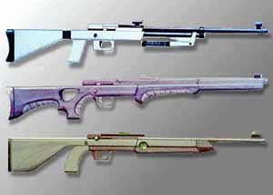 Three design concepts for an air gun.