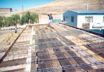 The surface was covered with rebar for strength. 