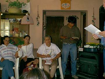 Reading the Scriptures during a service.