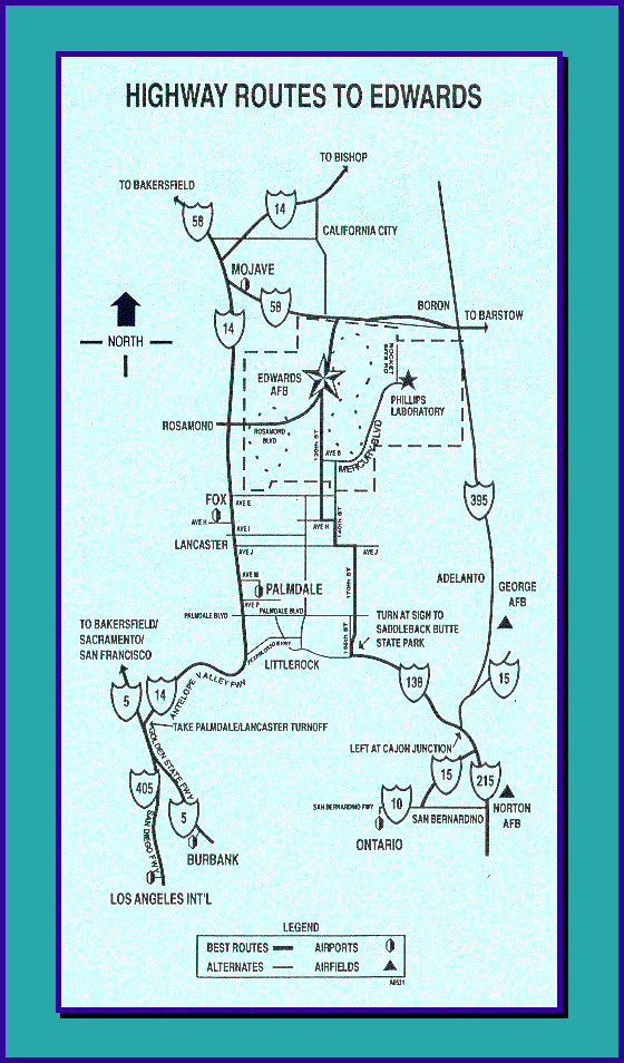 Highway Map to Edwards AFB Graphic