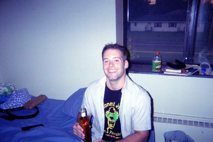 Note the open bottle...