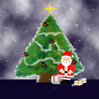 "Navidad" por Gin y Joy. &Aacute;rbol por Joy y Santa Claus por Gin. Color por Joy. Diciembre 2002.