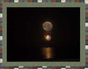 Fireworks as seen in front of the memorial.