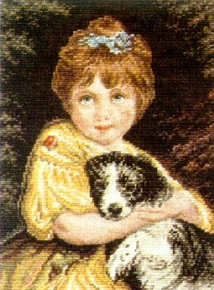 Wiehler Gobelin Tapestry -  3587-1 --- Kind mit Hund nach Jushua Reynolds - with Bulgarian thread