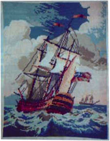 Wiehler Gobelin Tapestry -  3207-4 --- Fregatte im Sturm - with Bulgarian thread