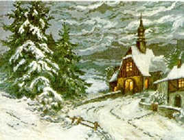 Wiehler Gobelin Tapestry -  3001-7 --- Waldkirchlein im Schnee - with DMC (French) thread