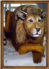 Painted Red Cedar Lion