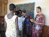 We received gifts when we left. a clock of Africa and some scarves: