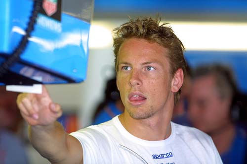 Jenson checks he isn't too far back