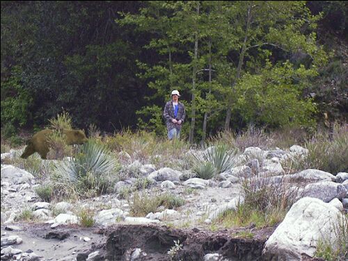 John is caught off guard by a native california bear.