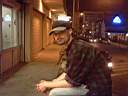 Yammeratboardwalk.JPG: Yammer sitting on a bench on wildwood's boardwalk.