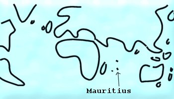 World Map showing Mauritius