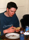 Rare picture of John eating his own pan cakes