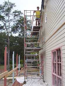 The huge task of painting, starts at the top.