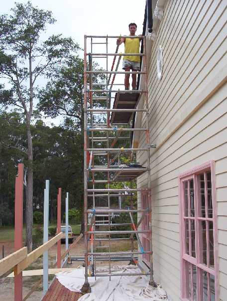 The huge task of painting, starts at the top.