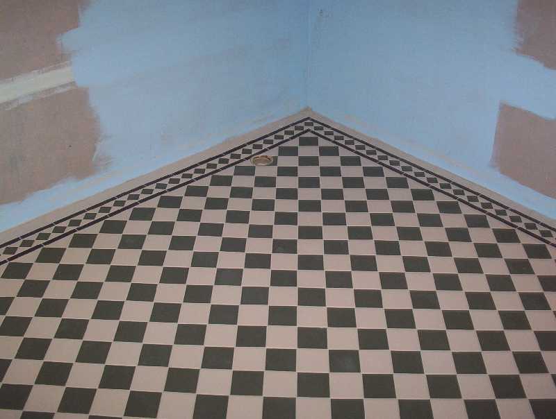 The Green Diamond bathroom tiles.