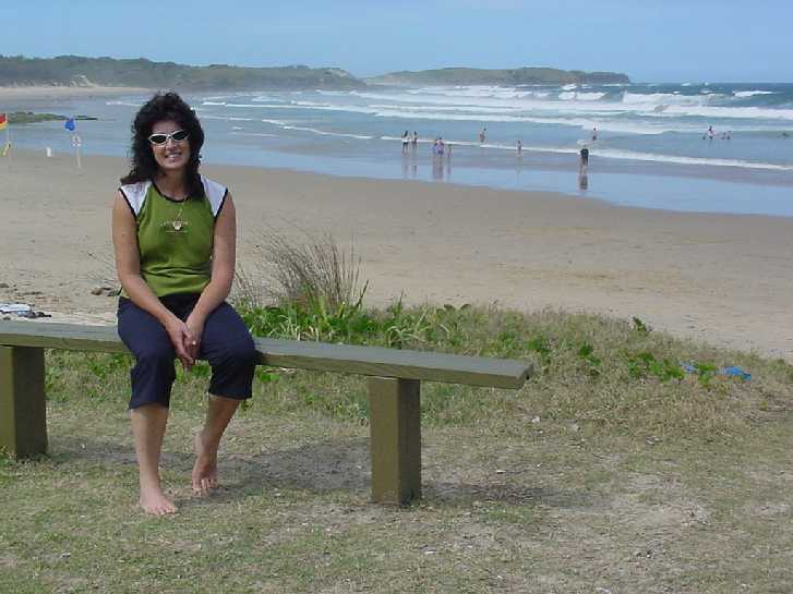 Deb at Emerald Beach, just five minutes drive from the B & B.