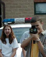 students learning to use the radar gun