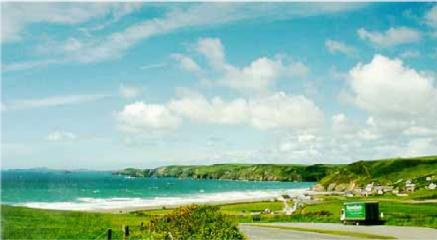 The view of St. Brides Bay as we approach Newgale