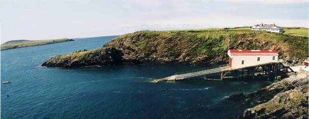 St. Justinians rugged cliffs are home to this famous Royal Naval Lifeboat Institution station