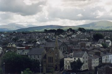 A look across the rooftops of Caernarfon