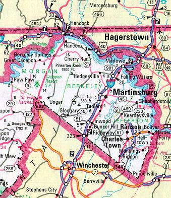 Map of Berkeley Springs, WV