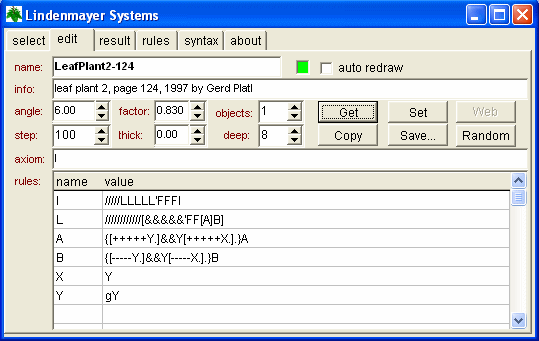 LSystem Editing Dialog