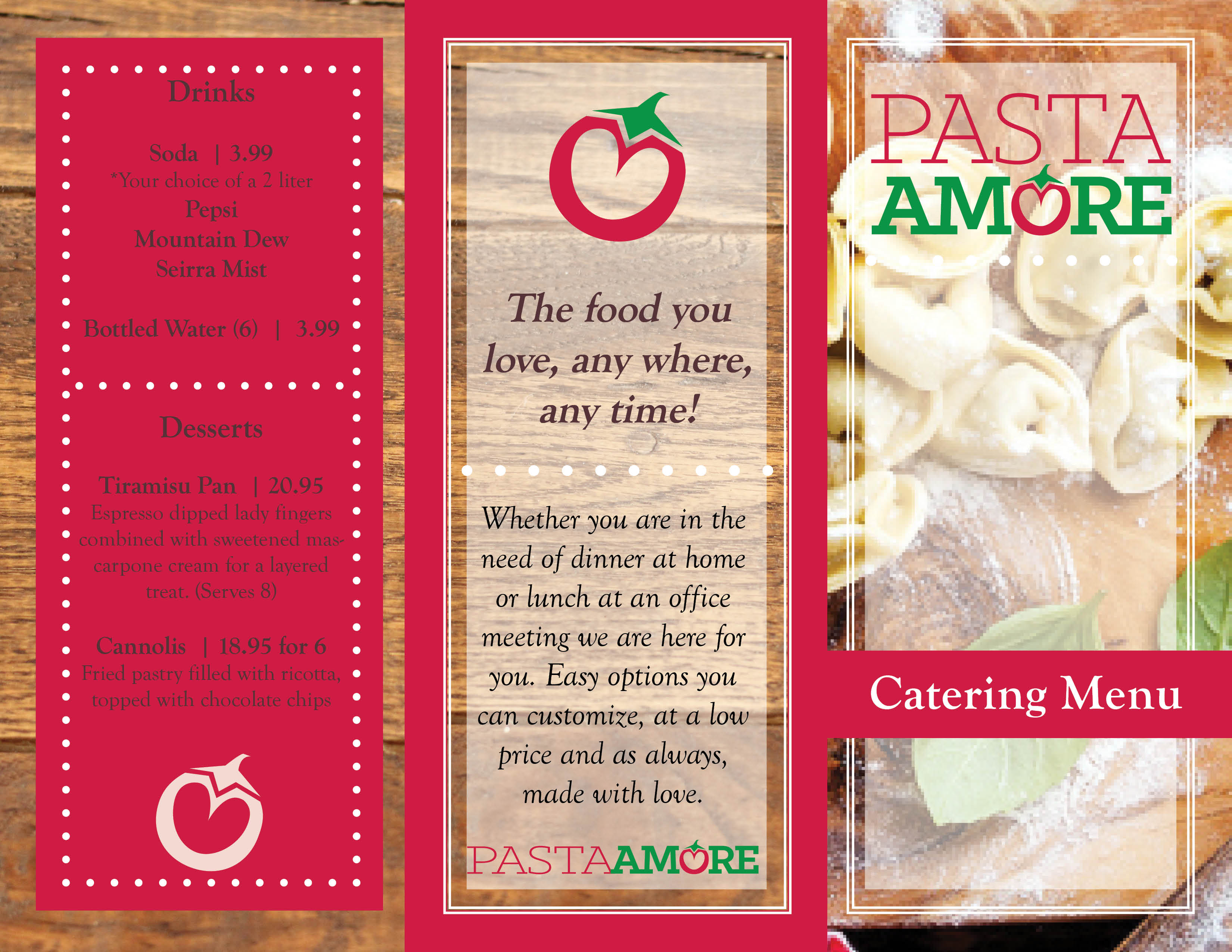 Trifold Menu Pasta Amore