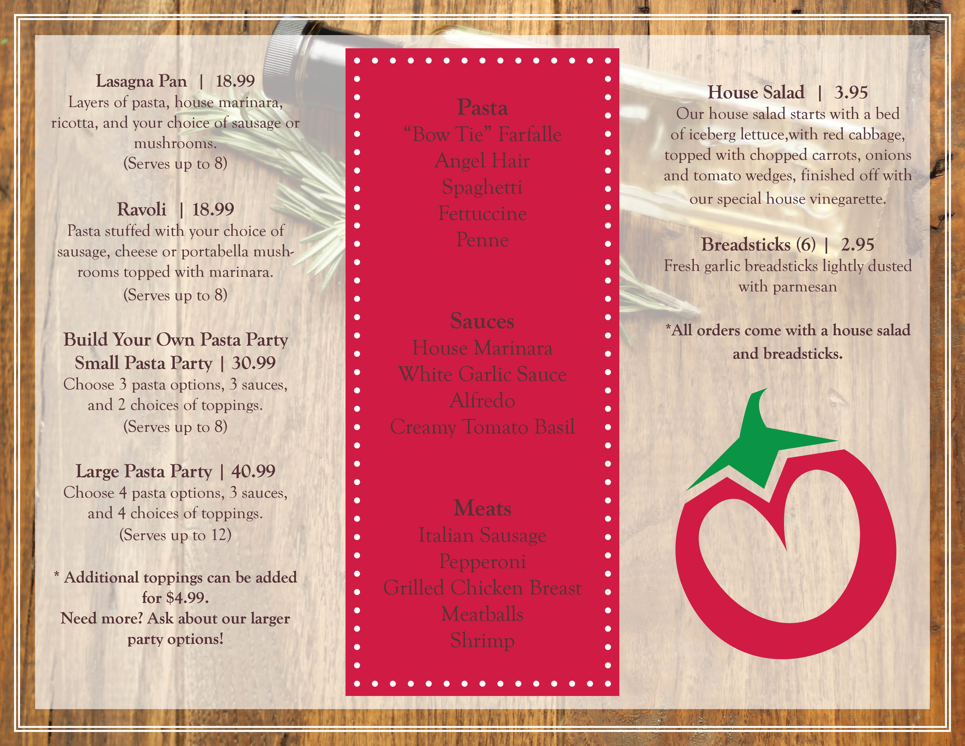 Inside View, Trifold Menu