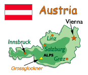 Map and flag of Austria.