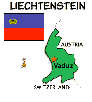 Map and flag of Liechstenstein.