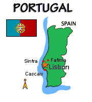 Map and flag of Portugal.