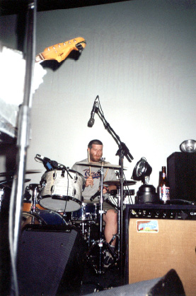 Pounding away on his drums
