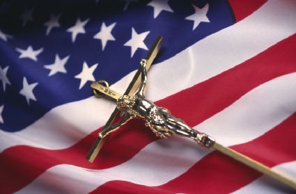 flag and crucifix
