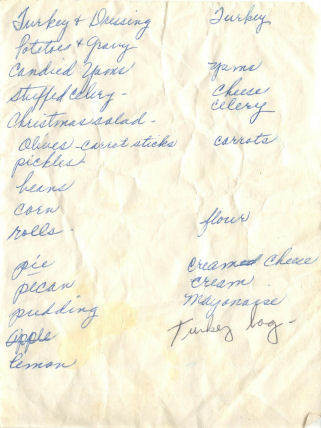 Holiday Dinner Menu