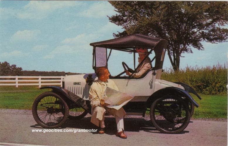 1914 Grant model M roadster postcard from the Swigart Automobile Museum